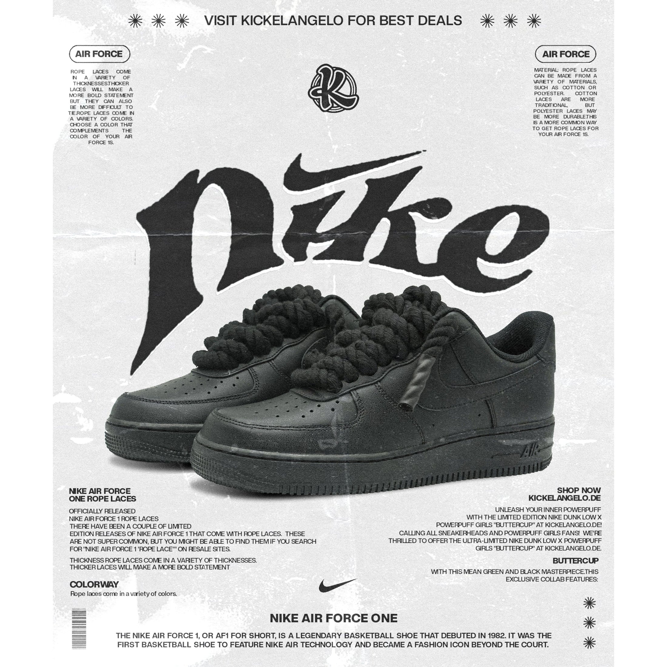 Air Force 1 All Black Rope Laces 35.5